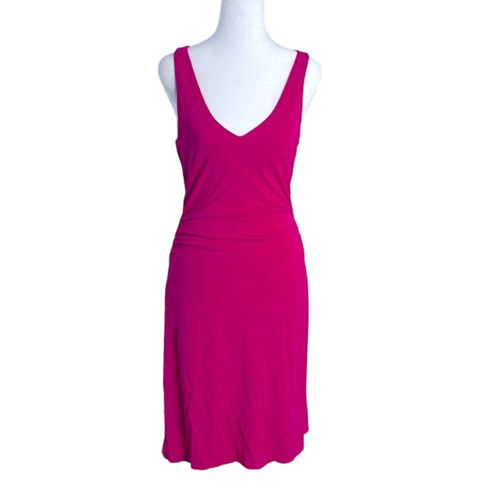 Express Low Cut Keyhole Back Ruched Sleeveless Dress | Built-in Bralette